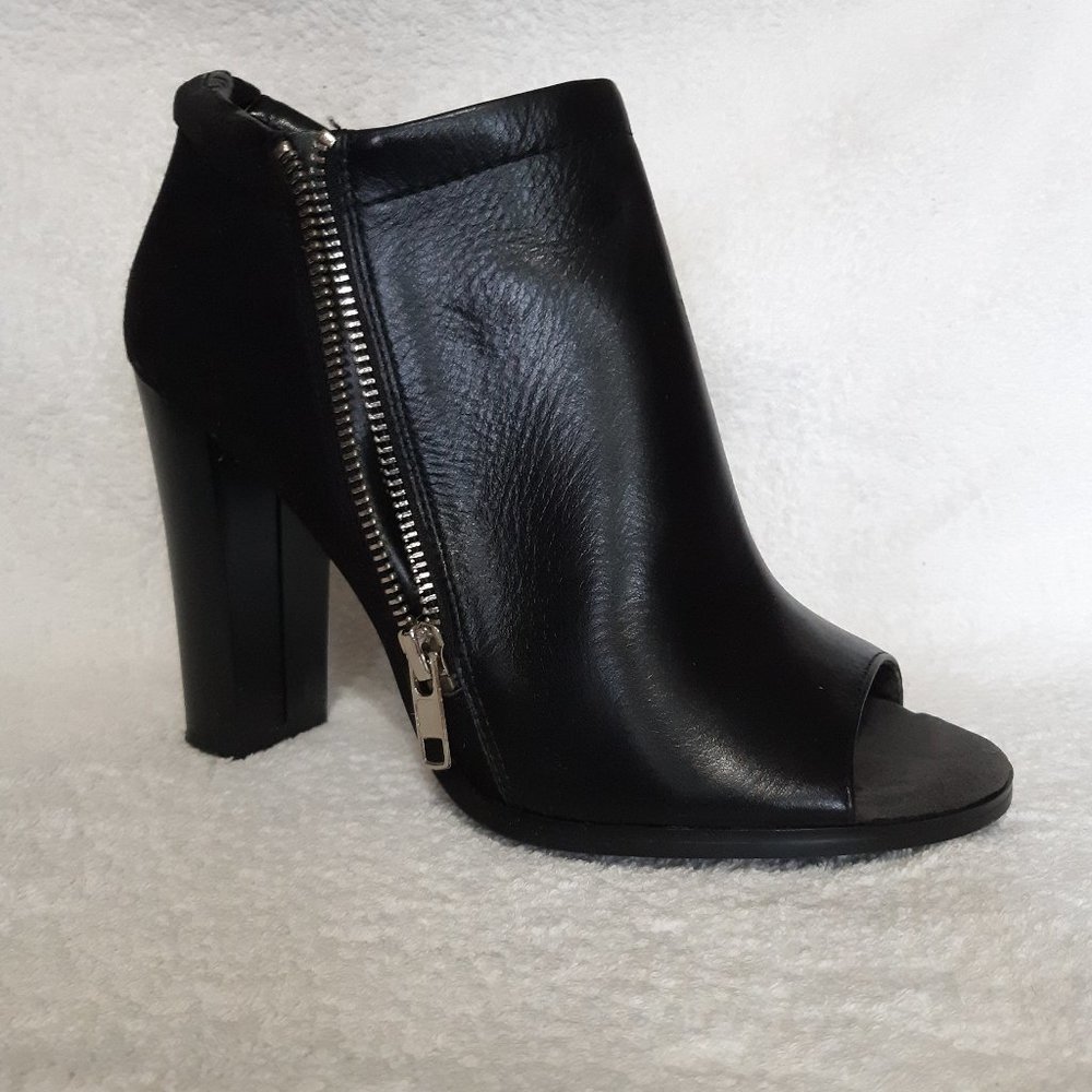 Black leather booties
